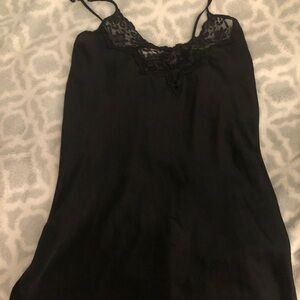 Black Lace Trim Slip Dress